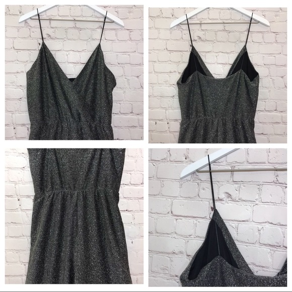 NEW House of Harlow Jumpsuit Retro Disco Silver Sleeveless Crop Wide Leg Romper - Picture 6 of 8